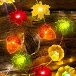 TURNMEON Fall Decor 30LED/10Ft 3D Pumpkin Lights Thanksgiving Halloween Decorations, 3 in 1 Battery Powered Fall Halloween Lights Pumpkin Decor, Fall Garland Lights Indoor...