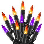 TW SHINE Purple and Orange Halloween Lights, 20FT 100 Count Incandescent Halloween Mini String Lights, Waterproof Halloween Decorations for Outdoor Indoor Patio Home Party...