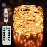 Twinkle Star Copper String Lights Fairy String Lights 8 Modes LED String Lights USB Powered with Remote Control for Christmas Tree Wedding Party Home Decoration (Warm White with...