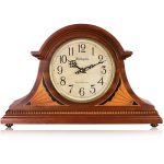 TXL Mantel Clock, Silent Wood Table Clock Battery Operated, Desk Shelf Vintage Clock for Living Room,Home Decor Gift, T10384