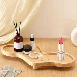 Uiifan Cloud Tray Wooden Decorative Tray Irregular Jewelry Tray Wooden Pedestal Stand Cloud Display Tray for Home Decoration