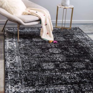 Unique Loom Sofia Collection Area Rug - Casino (6' 1" x 9' Rectangle, Black/ Ivory)