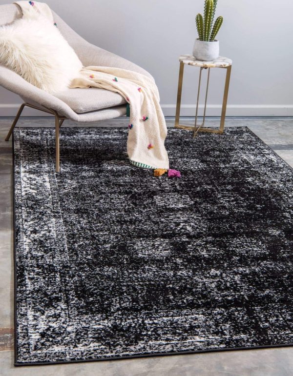 Unique Loom Sofia Collection Area Rug - Casino (6' 1" x 9' Rectangle, Black/ Ivory)