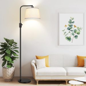 【Upgraded】 Dimmable Floor Lamp, 1000 Lumens LED Edison Bulb Included, Arc Floor Lamps for Living Room Modern Standing Lamp with Linen Shade, Tall Lamp for Bedroom Office Dining...