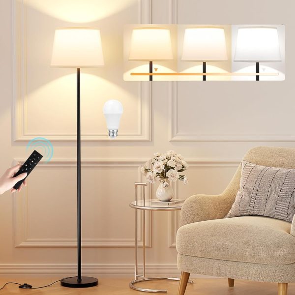 【Upgraded】 Floor Lamps for Living Room, Modern Floor Lamp with Remote Control, Dimmable Colors Temperature Standing Lamp Foot Switch, Tall Lamps for Bedroom Office Kid Room(9W...