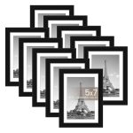 upsimples 5x7 Picture Frame Set of 10, 4x6 with Mat or 5x7 Without Mat, Multi Photo Frames Collage for Wall or Tabletop Display, Black