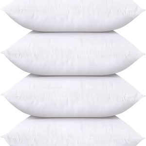 Utopia Bedding Throw Pillows (Set of 4, White), 18 x 18 Inches Pillows for Sofa, Bed and Couch Decorative Stuffer Pillows