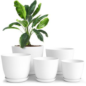 Utopia Home - Plant Pots Indoor with Drainage - 7/6.6/6/5.3/4.8 Inches Home Decor Flower Pots for Indoor Planter - Plastic Planters for Indoor Plants, Cactus, Succulents Pot -...