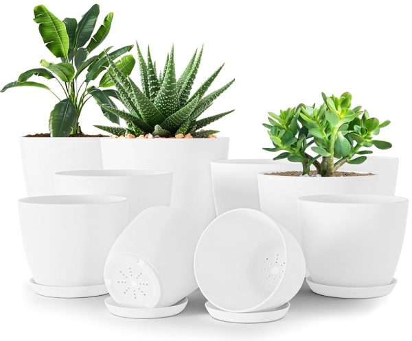 Utopia Home - Plant Pots Indoor with Drainage - 7/6.6/6/5.3/4.8 Inches Home Decor Flower Pots for Indoor Planter - Plastic Planters for Indoor Plants, Cactus, Succulents Pot...