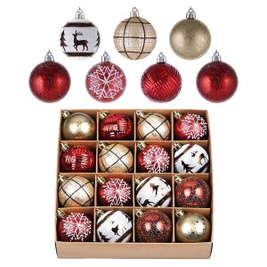 Valery Madelyn Christmas Ball Ornaments, 16ct Red White Copper Shatterproof Christmas Tree Decorations Set, 2.36 Inch Rustic Decorative Hanging Ornaments for Xmas Trees Bulk...