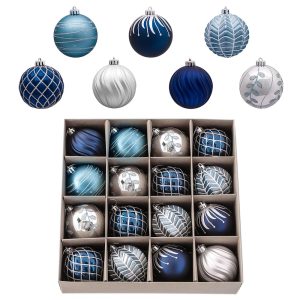 Valery Madelyn Christmas Ornaments Set, 16ct Navy Blue and Silver Shatterproof Fall Christmas Tree Decorations Ball Ornaments Bulk, 3.15 Inches Elegant Hanging Ornaments for...