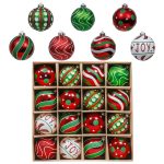 Valery Madelyn Christmas Ornaments Set, 16ct Red Green White Shatterproof Christmas Tree Decorations Ball Ornaments Bulk, 3.15 Inch Hanging Ornaments for Xmas Trees Holiday...