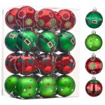 Valery Madelyn Christmas Ornaments Set, 24ct Elf Red Green White Shatterproof Christmas Tree Decorations Set, 2.36 Inch Decorative Hanging Ball Ornaments Bulk for Xmas Holiday...