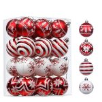 Valery Madelyn Christmas Ornaments Set, 24ct Red and White Shatterproof Christmas Tree Decorations Ball Ornaments Bulk, 2.36 Inch Hanging Ornaments for Xmas Trees Holiday Party...