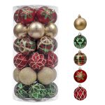 Valery Madelyn Christmas Ornaments Set, 30ct Red Green and Gold Shatterproof Christmas Tree Decorations Ball Ornaments Bulk, 2.36 Inches Traditional Country Hanging Ornaments...