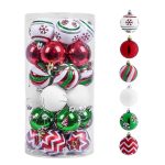 Valery Madelyn Christmas Ornaments Tree Decorations, 30ct Red Green White Shatterproof Christmas Ball Ornaments Set, 2.36 Inch Decorative Hanging Ornament Bulk for Xmas Holiday...