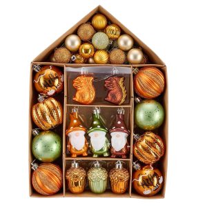 Valery Madelyn Fall Tree Decorations Ornaments for Home Indoor, 40ct Shatterproof Fall Ornaments for Small Tree, Orange Hanging Thanksgiving Autumn Christmas Ball Gnome Pumpkin...