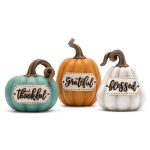 Valery Madelyn Pumpkins Fall Table Decor for Home, Set of 3 Resin Decorative Pumpkins Figurines Decor Indoor Tabletop Centerpieces Harvest Autumn Thanksgiving Dining Room Shelf...