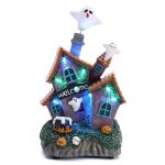 Valery Madelyn Vintage Halloween Villages Decorations, 9.4Inch Lighted Cute Halloween Ghosts Haunted House Resin Statue with Music and Light for Yard Garden Outdoor Indoor Home...