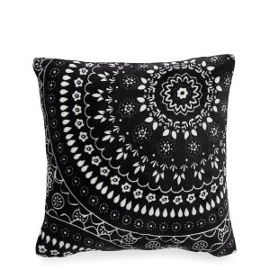 Vera Bradley Women's Decorative Throw Pillow With Removeable Hypoallergenic Insert, Black Bandana Medallion, One Size