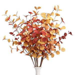 VGIA 6 Pcs Artificial Eucalyptus Stems Fall Decorations with Fall Eucalyptus Leaves Autumn Decorations for Office and Home Artificial Plants for Floral Arrangement