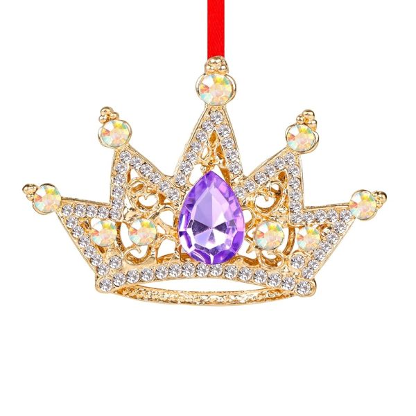 WaaHome Metal Crown Christmas Ornaments Purple Crown Keepsake Ornaments for Christmas Tree Decorations, Gold Crown Christmas Ornaments Gifts for Women Girls Mom Sisters Kids