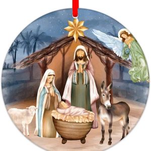 WaaHome Nativity Scene Christmas Ornaments 3'' Religious Christmas Ornaments Christian Ornaments for Christmas Tree Decorations Gifts