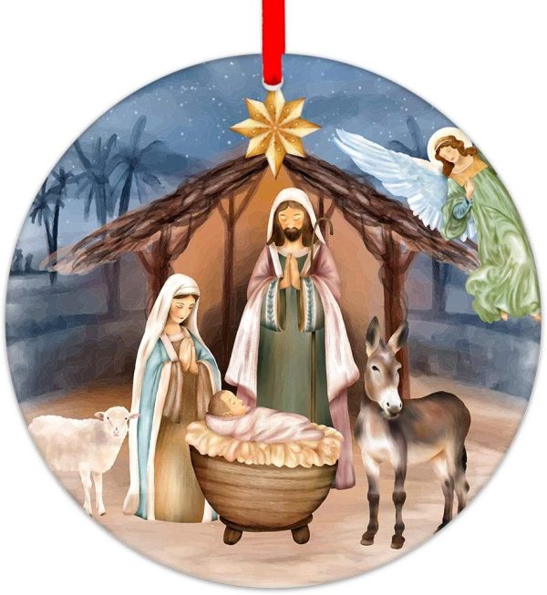 WaaHome Nativity Scene Christmas Ornaments 3'' Religious Christmas Ornaments Christian Ornaments for Christmas Tree Decorations Gifts