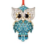 WaaHome Teal Owl Christmas Ornaments Metal Owl Keepsake Ornaments for Christmas Tree Decorations, Owl Decor Christmas Ornaments Gifts for Women Girls Mom Kids Owl Lovers