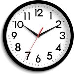 Wall Clock, Analog Clock 10 Inch, Silent Non-Ticking Wall Clocks Battery Operated Decorative for Kitchen, Office, Bedroom, Bathroom(Black)