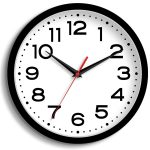 Wall Clock Silent Non-Ticking Modern Clock Battery Operated 8 Inch Small Classic Analog Decorative for Kitchen, Living Room, Office, Bedroom, Bathroom (Black)