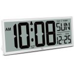 WallarGe 14.5'' Large Digital Wall Clock Battery Operated with Jumbo Numbers, Temperature and Date - Easy to Read and Set, Auto DST