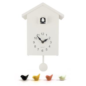 Walplus White Minimalist Cuckoo Clock - White Window with Changeable 4 Birds