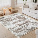 Washable Area Rugs 4x6: Modern Abstract 4x6 Rug Ultra Thin Neutral Rug Indoor Non-Slip Stain Resistance Floor Carpet for Living Room Bedroom Kitchen Dining Table Nusery Home...