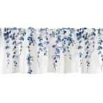 Watercolor Blue Leaves Window Valance for Bedroom Living Room, Grey Leaf Vine Plant Curtains Valanes for Windows, 3" Rod Pocket Window Treatment for Season Home Decorations, 54...