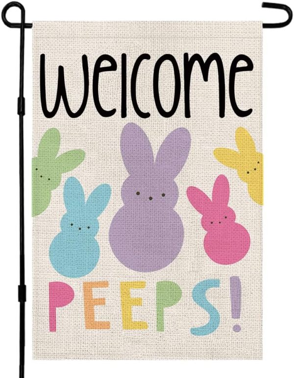 Welcome Easter Garden Flag Double Sided Vertical 12×18 Inch Bunny Banners Spring Yard Outdoor Farmhouse Decoration DF019