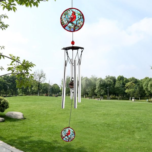 Wind Chimes for Outside 24" Cardinal Wind Chimes Outdoor Wind Chimes Home Patio Outdoor Garden Decor Windchimes Outdoors Gift Ideas for Women Mom Grandma Sisters