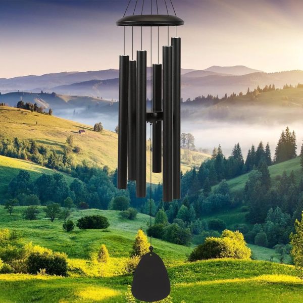 Wind-Chimes-Outdoor-Large-Decor, Deep Tone Soothing Melodic Tones Windchimes, Wind Chimes for Outside, Memorial Wind Chimes Best Gift for Mom Women Grandma Neighbors（32" Black）