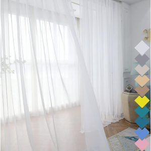 Window White Sheer Curtains 84 Inches Long 2 Panels Clear Curtains Basic Rod Pocket Panel Other Beige Grey Purple Pink 63 72 95 108 Inch Bedroom Children Living Room Yard Kitchen