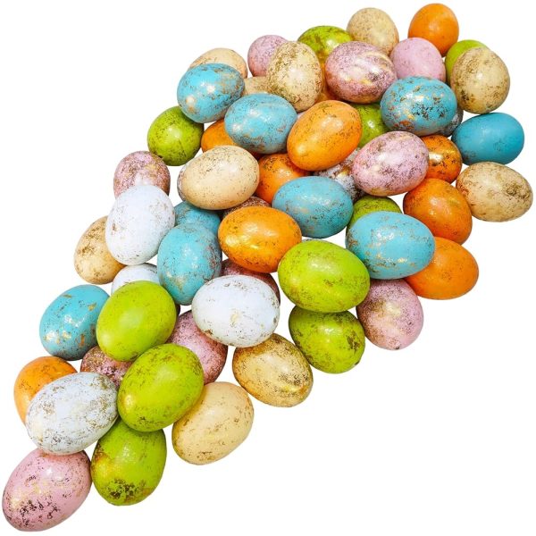 Winlyn 60 Pcs 6 Colors Foam Easter Eggs Pastel Easter Eggs Decorations Gold Leaf Easter Eggs Small Decorative Gold Speckled Eggs for Easter Basket Fillers Table Setting Spring...