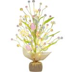 Wironlst 18 Inch Pre-Lit Easter Egg Tree Table Decorations with Burlap Base, Easter Centerpiece Table Decor with Muti-Colored Eggs and Berries for Dining Kitchen Home Party...