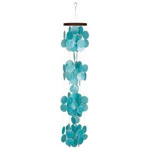 Woodstock Chimes Asli Arts Collection, Capiz Waterfall, 40'' Azure Capiz Wind Chimes for Outdoor, Patio, Home or Garden Décor, Wind Chime for Mom Christmas/Hanukkah Gifts (CWRA)