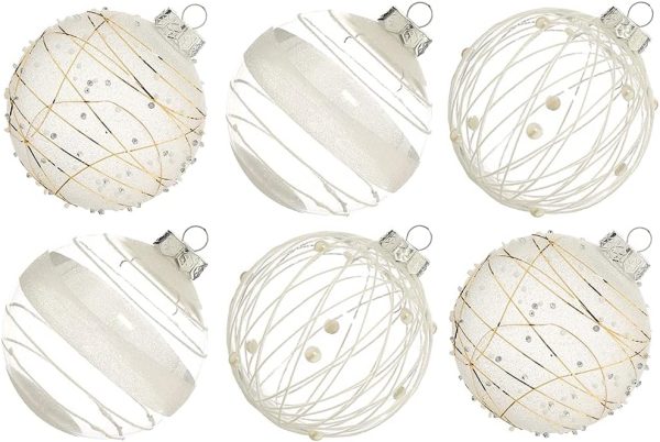 XmasExp Christmas Ball Ornaments Set-70mm/2.76" White Large Shatterproof Clear Glitter Pastic Christmas Ball Ornaments Xmas Tree Decoration Delicate Hanging Ornaments (12...