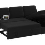 Yaheetech Sectional Sofa L-Shaped Sofa Couch Bed w/Chaise & USB, Reversible Couch Sleeper w/Pull Out Bed & Storage Space, 4-seat Fabric Convertible Sofa, Pull Out Couch for...