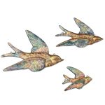 Yaocom Set of 3 Printed Gold Flying Birds Decor Plane Metal Floral Swallow Bird Home Decor Flat Hanging Vintage Swallows Mounted Ornament Bird Wall Art Sculptures Brass Wall...