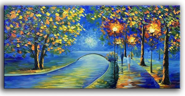 YaSheng Art -Landscape Oil Painting On Canvas Textured Tree Abstract Contemporary Art Wall Paintings Handmade painting Home Office Decorations Canvas Wall Art 24x48inch