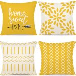 YCOLL Pillow Covers 18x18 Set of 4, Modern Sofa Throw Pillow Cover, Decorative Home Outdoor Linen Fabric Geometric Pillow Case for Couch Bed Car 45x45cm (Yellow)