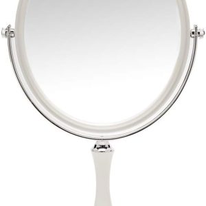 YEAKE Desk Mirror Vintage Table Mirror with Stand 8-inch Double Sided Swivel mirror 1X/3X Magnification Makeup Vanity Mirror with Silver Style 13 Inch Height Standing Tabletop...