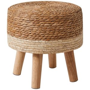 YMYNY Foot Stool Natural Seagrass Hand Weave, 12.6" Small Ottoman, Round Footrest for Living Room, Bedroom, Entryway, Change Shoes Stool, Non-Skid Wood Legs, Boho,...