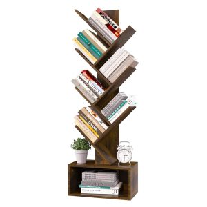 Yoobure Tree Bookshelf - 6 Shelf Retro Floor Standing Bookcase, Tall Wood Book Storage Rack for CDs/Movies/Books, Utility Book Organizer Shelves for Bedroom, Living Room, Home...